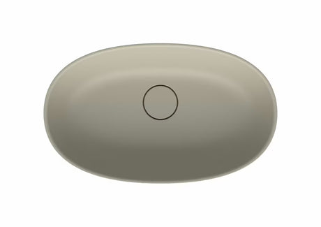 Beżowe umywalka nablatowa  SAT Aula 60x36 cm z lanego marmuru bez przelewu