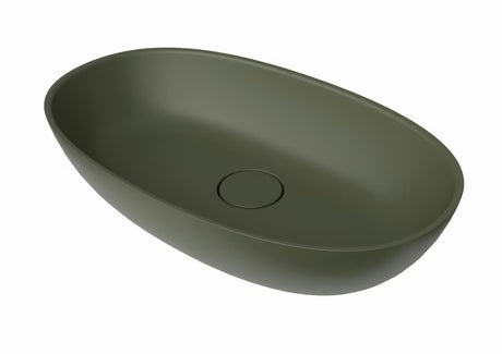 Zielone umywalka nablatowa  SAT Aula 60x36 cm z lanego marmuru bez przelewu