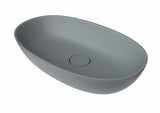 Jasnoszare umywalka nablatowa  SAT Aula 60x36 cm z lanego marmuru bez przelewu