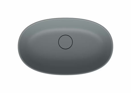 Jasnoszare umywalka nablatowa  SAT Aula 60x36 cm z lanego marmuru bez przelewu