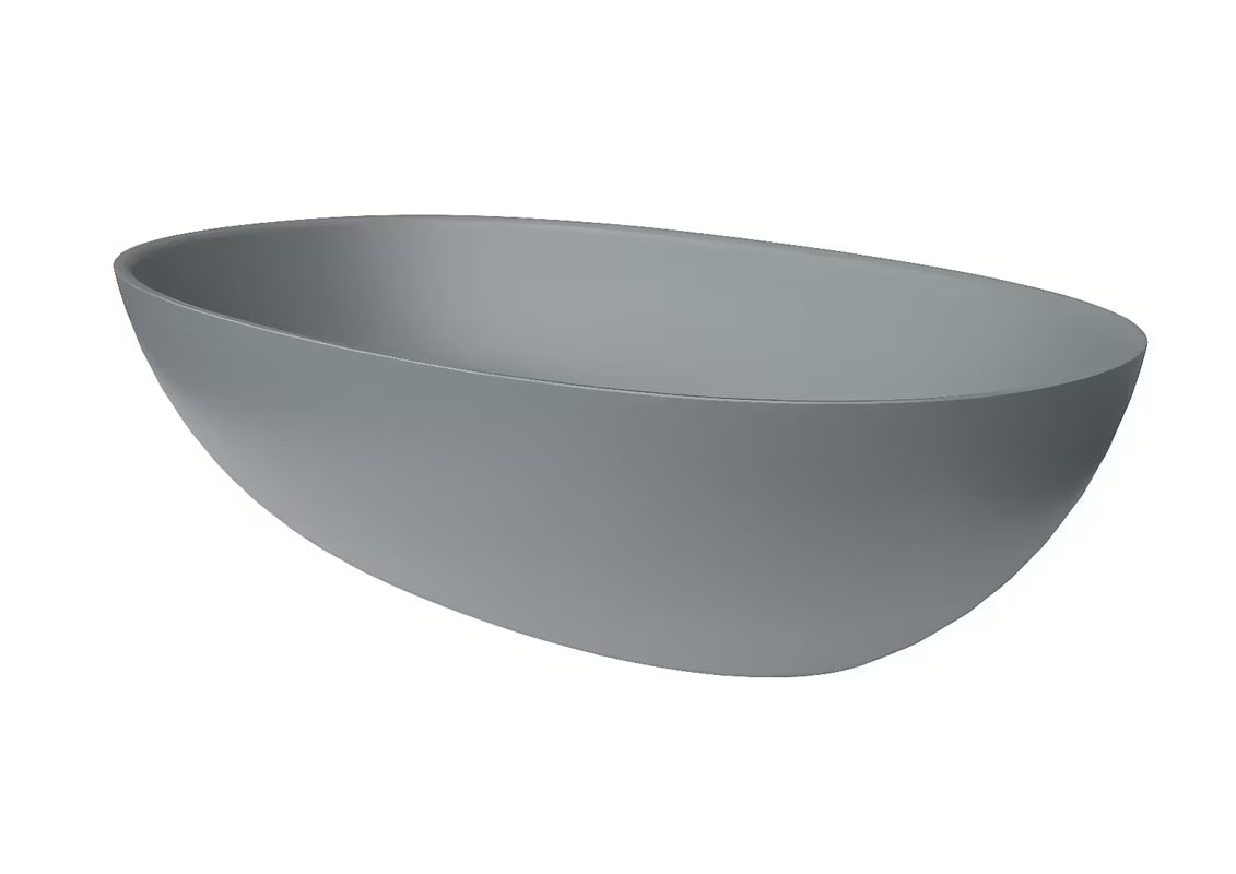 Jasnoszare umywalka nablatowa  SAT Aula 60x36 cm z lanego marmuru bez przelewu