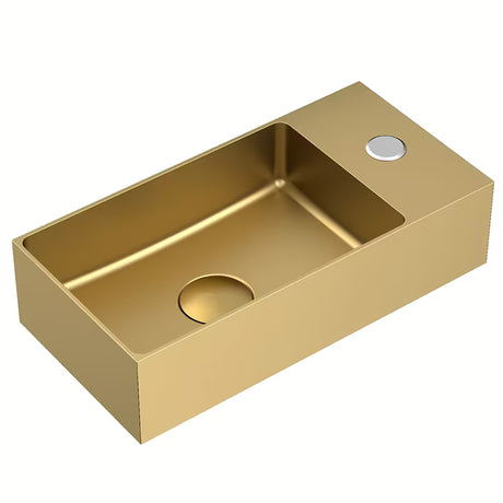 Wiszące stalowa nierdzewna mała umywalka SAT Aurum 36,5 x 18 cm w szczotkowanym złocie