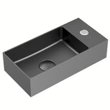 Wiszące stalowa nierdzewna mała umywalka SAT Aurum 36,5 x 18 cm w kolorze gun metal
