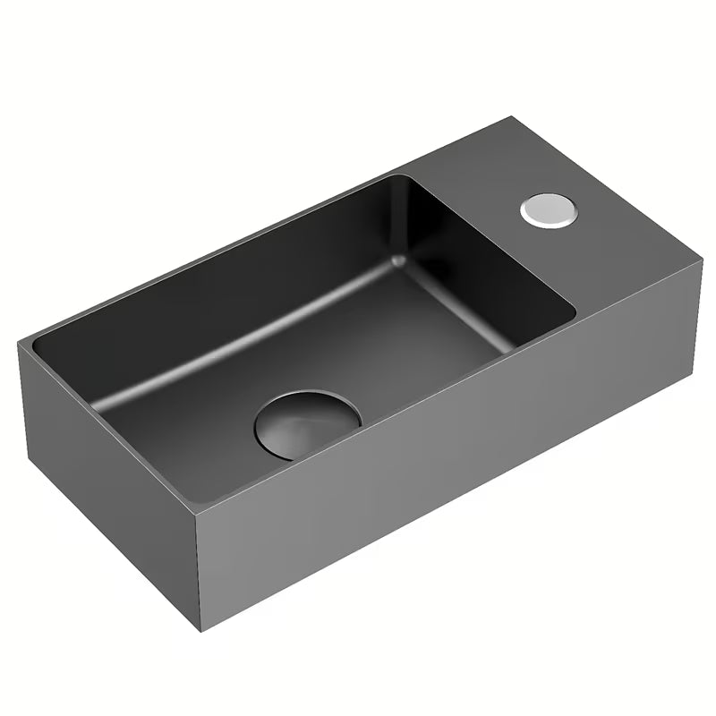 Wiszące stalowa nierdzewna mała umywalka SAT Aurum 36,5 x 18 cm w kolorze gun metal