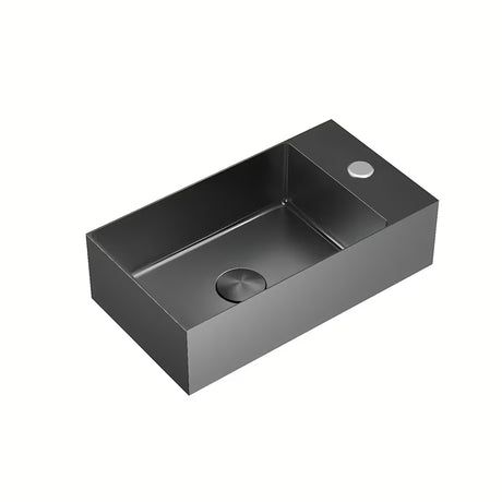 Wiszące umywalka ze stali nierdzewnej SAT Aurum 40 x 22 cm w kolorze gun metal
