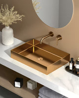 SAT Aurum stalowa nierdzewna umywalka nablatowa  55 x 38 cm w kolorze rose gold