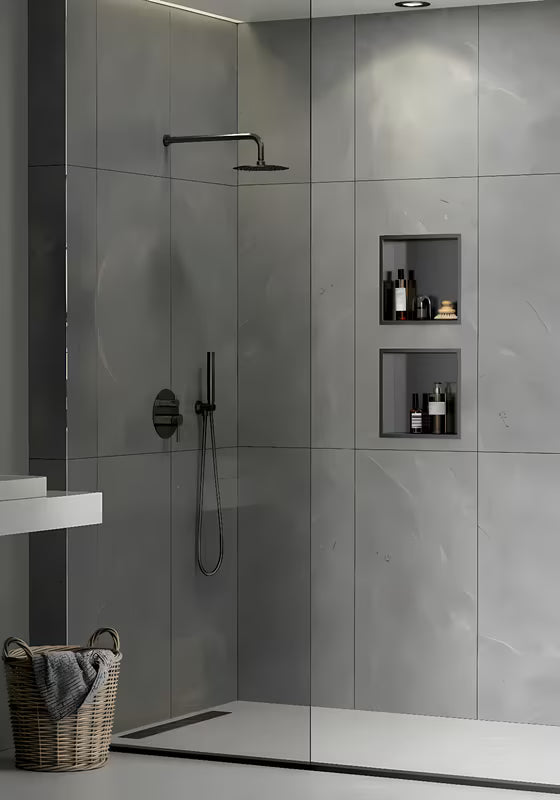 Wnęka podtynkowa półka SAT Aurum w kolorze gun metal ze stali nierdzewnej 304 pro nowoczesnej łazienki