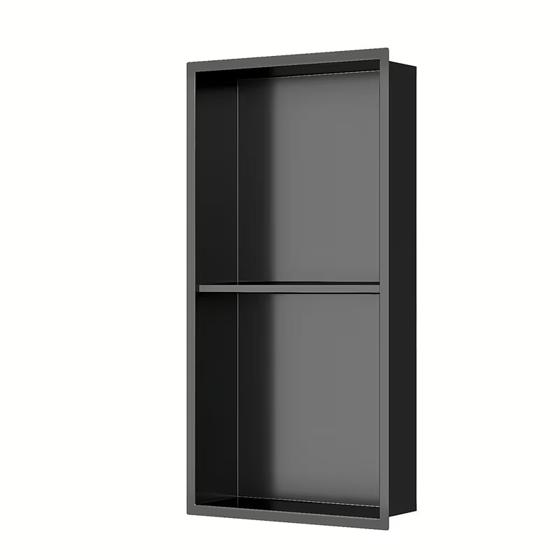 Wnęka prysznicowa SAT Aurum ze stali nierdzewnej 304 w kolorze gun metal z ramką i dodatkową półką
