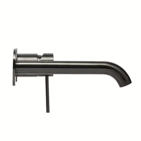 Podtynkowa jednouchwytowa bateria umywalkowa SAT Aurum w wykończeniu szczotkowany gun metal o okrągłym wzornictwie.