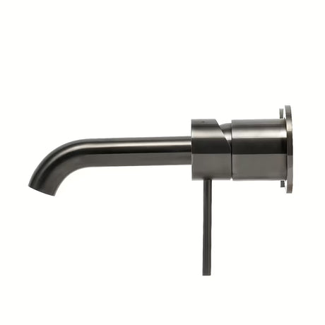 Podtynkowa jednouchwytowa bateria umywalkowa SAT Aurum w wykończeniu szczotkowany gun metal o okrągłym wzornictwie.