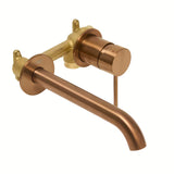Podtynkowa bateria umywalkowa SAT Aurum w wykończeniu rose gold brushed o okrągłym wzornictwie.
