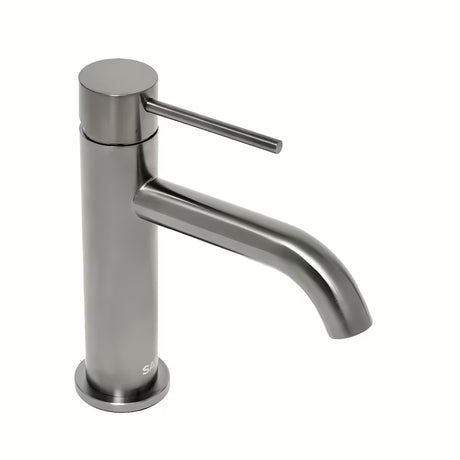 Jednouchwytowa stojąca bateria umywalkowa SAT Aurum w wykończeniu szczotkowany gun metal bez odpływu.