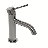 Jednouchwytowa stojąca bateria umywalkowa SAT Aurum w wykończeniu szczotkowany gun metal bez odpływu.