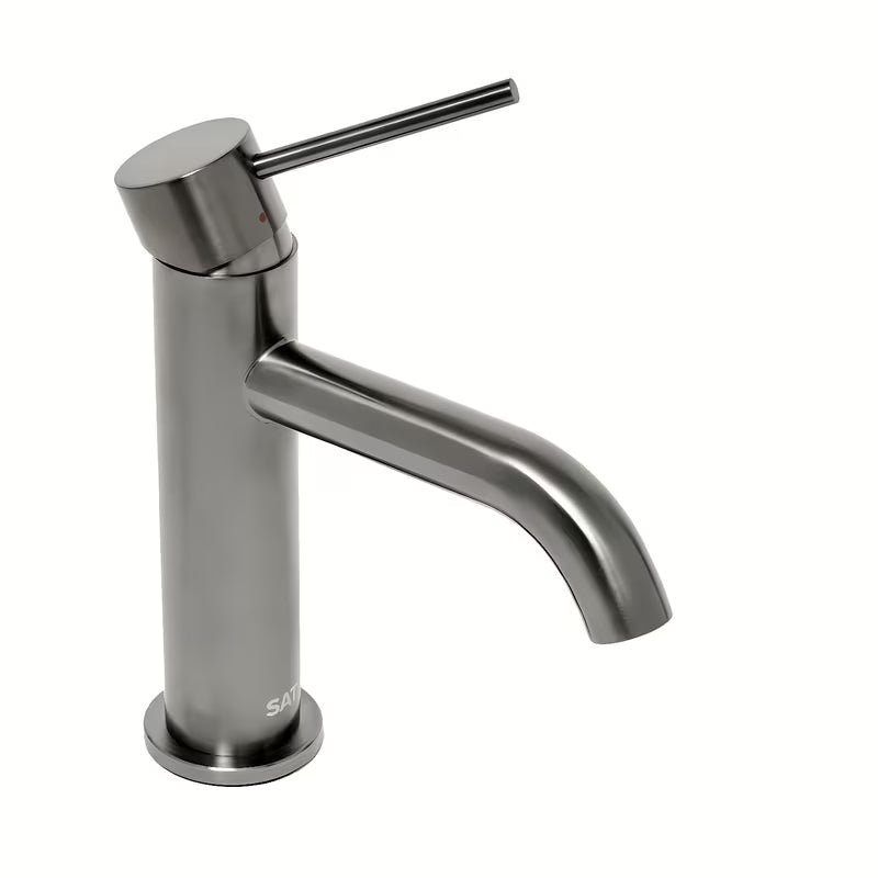 Jednouchwytowa stojąca bateria umywalkowa SAT Aurum w wykończeniu szczotkowany gun metal bez odpływu.