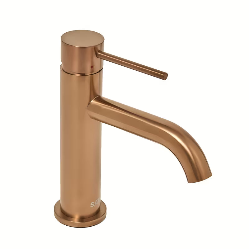 Jednouchwytowa stojąca bateria umywalkowa SAT Aurum w wykończeniu rose gold brushed bez odpływu