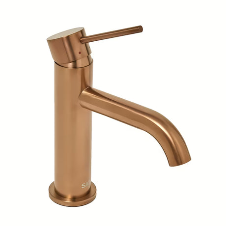 Jednouchwytowa stojąca bateria umywalkowa SAT Aurum w wykończeniu rose gold brushed bez odpływu