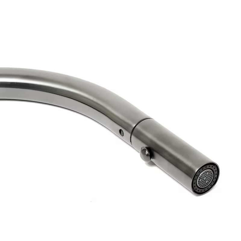 Bateria zlewozmywakowa SAT Aurum z wyciąganą wylewką w wykończeniu szczotkowany gun metal