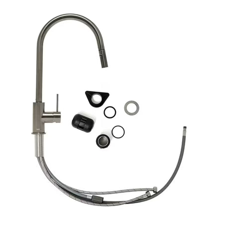 Bateria zlewozmywakowa SAT Aurum z wyciąganą wylewką w wykończeniu szczotkowany gun metal