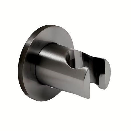 Stały uchwyt prysznicowy SAT Aurum o okrągłym designie, w wykończeniu szczotkowany gun metal.