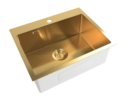 Kuchenny zlewozmywak stalowy SAT Aurum, gold, wykończenie pro, montaż na blat roboczy
