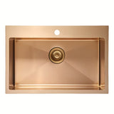 Kuchenny zlewozmywak jednokomorowy SAT Aurum rose gold ze szczotkowanej stali nierdzewnej pro montaż na blat roboczy