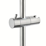 System prysznicowy SAT Aurum z baterią termostatyczną w wykończeniu szczotkowany gun metal z deszczownicą i słuchawką prysznicową.