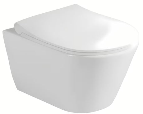 Zestaw WC podtynkowy Glacera Ava z modułem instalacyjnym, zbiornikiem SAT i białym błyszczącym przyciskiem spłukującym