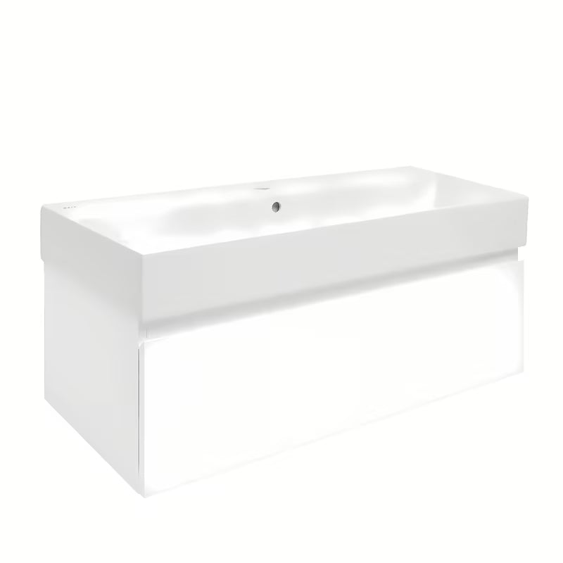 Wisząca szafka łazienkowa z ceramiczną umywalką SAT B-Way 1 w białym połysku
