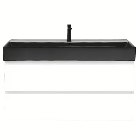 Wisząca szafka łazienkowa SAT B-Way 1 z umywalką ceramiczną w białym połysku 99x50x45 cm