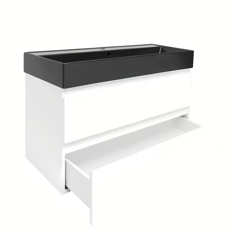 Wisząca szafka łazienkowa z umywalką SAT B-Way 1 w białym połysku 99x50x45 cm