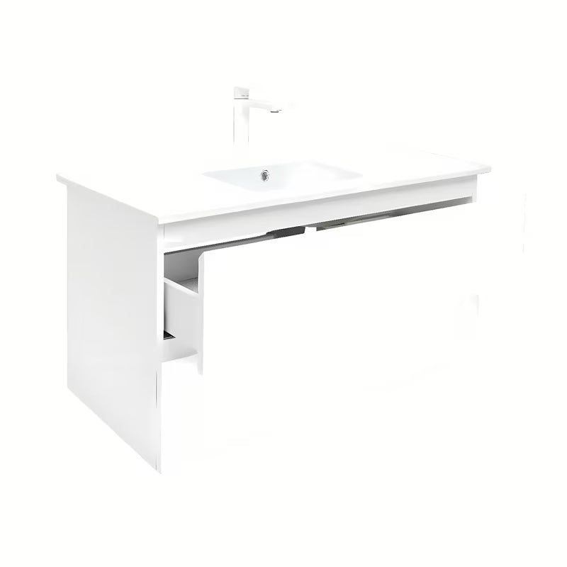 Wisząca szafka łazienkowa SAT B-Way 1 z umywalką w białym połysku 99x45x50 cm