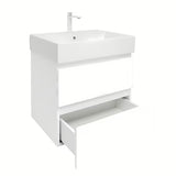Wisząca szafka łazienkowa SAT B-Way 1 z ceramiczną umywalką w białym połysku 59x50x45 cm.