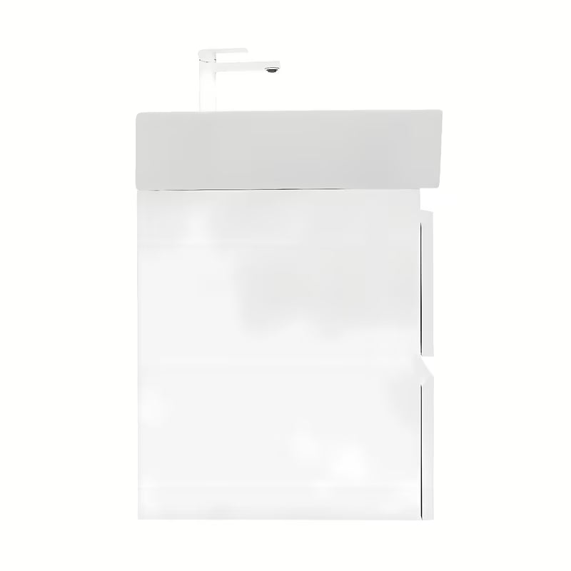 Wisząca szafka łazienkowa SAT B-Way 1 z ceramiczną umywalką w białym połysku 59x50x45 cm.