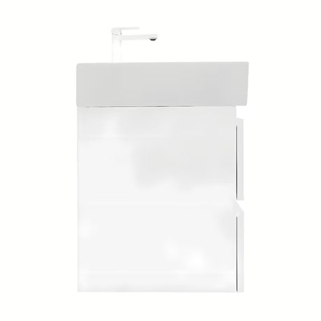 Wisząca szafka łazienkowa SAT B-Way 1 z ceramiczną umywalką w białym połysku 59x50x45 cm.