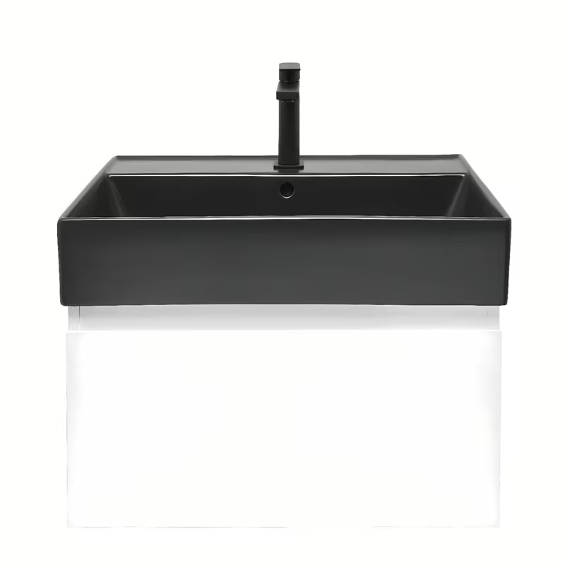 Wisząca szafka łazienkowa z umywalką ceramiczną SAT B-Way w białym połysku 59x45x30 cm