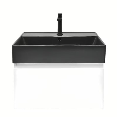 Wisząca szafka łazienkowa z umywalką ceramiczną SAT B-Way w białym połysku 59x45x30 cm