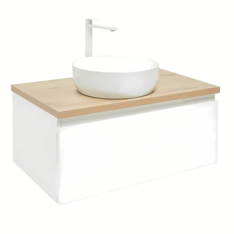Wisząca szafka łazienkowa SAT B-Way 1 79x45x30 cm w białym połysku z blatem w dekorze dębu