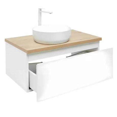 Wisząca szafka łazienkowa SAT B-Way 1 79x45x30 cm w białym połysku z blatem w dekorze dębu