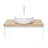 Wisząca szafka łazienkowa SAT B-Way 1 79x45x30 cm w białym połysku z blatem w dekorze dębu