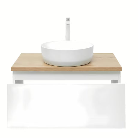 Wisząca szafka łazienkowa SAT B-Way 1 79x45x30 cm w białym połysku z blatem w dekorze dębu