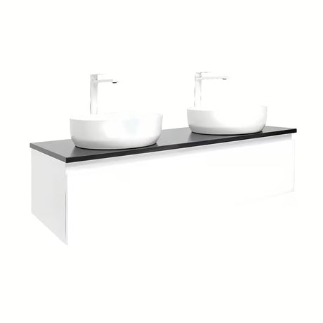 Wisząca szafka łazienkowa SAT B-Way 119x45x30 cm w białym połysku z płytą maskującą