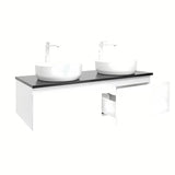 Wisząca szafka łazienkowa SAT B-Way 119x45x30 cm w białym połysku z płytą maskującą