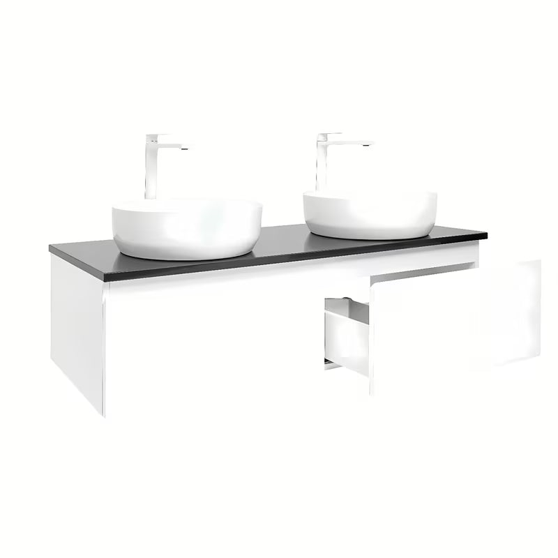 Wisząca szafka łazienkowa SAT B-Way 119x45x30 cm w białym połysku z płytą maskującą