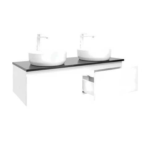 Wisząca szafka łazienkowa SAT B-Way 119x45x30 cm w białym połysku z płytą maskującą