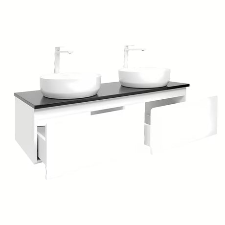Wisząca szafka łazienkowa SAT B-Way 119x45x30 cm w białym połysku z płytą maskującą