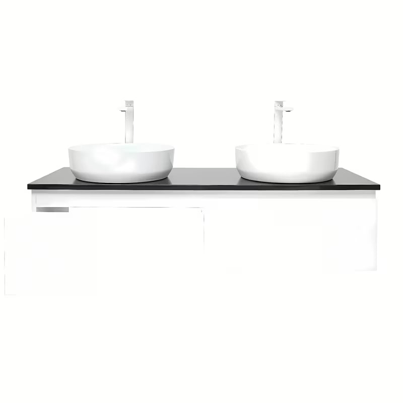Wisząca szafka łazienkowa SAT B-Way 119x45x30 cm w białym połysku z płytą maskującą