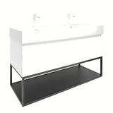 Wisząca szafka SAT B-Way s z umywalką podwójną w białym połysku 119x45x30 cm