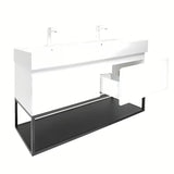 Wisząca szafka SAT B-Way s z umywalką podwójną w białym połysku 119x45x30 cm