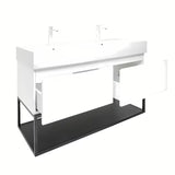 Wisząca szafka SAT B-Way s z umywalką podwójną w białym połysku 119x45x30 cm