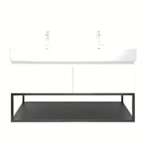 Wisząca szafka SAT B-Way s z umywalką podwójną w białym połysku 119x45x30 cm